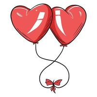 Red balloons in the form of a heart. vector