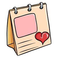 Romantic calendar with heart. Calendar without date. Cartoon style. vector