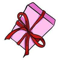 A gift in a festive package with a ribbon bow. Cartoon style. vector