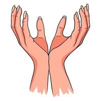 Hands in the form of a vase. Hands gesture. Protection. vector