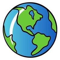planeta. Ilustración del planeta tierra. planeta con camisetas y oda. estilo de dibujos animados. vector