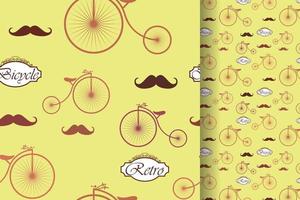 Retro bicycle pattern green yellow vector