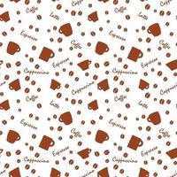 coffe pattern with beens white background vector