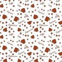 coffe pattern with beens white background vector