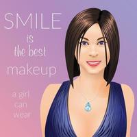 Smiling young Girl in cocktail dress and pendant vector