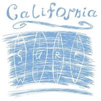 surf california garabato blanco sobre azul vector