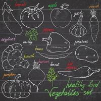 verduras set pizarra vector
