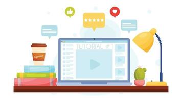 Online education video tutorials concept vector