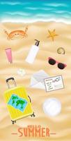 beach travel objects on a sea sand beach vector