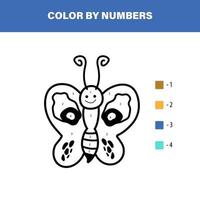 colorear por números. mariposa. dibujado a mano vector