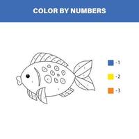 fish color by numbers vector