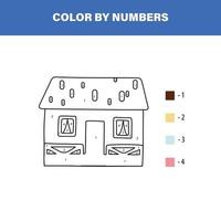 Color by number. Cartoon barn vector
