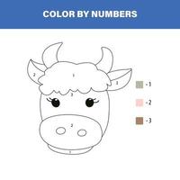 colorear por números. vaca de dibujos animados vector