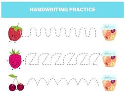 Handwriting practice. Berries lasy game vector