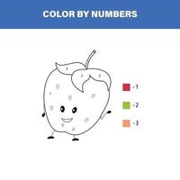 strawberry color by numbers vector