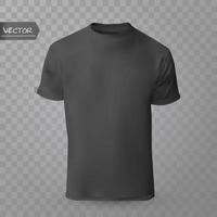 Shirt mock up on transparent background. T-shirt template. Black version, front design. vector