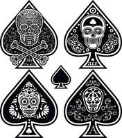 ace of spades with skull-sets vector