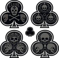 ace of clubs with skull-sets vector