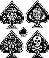 ace of spades with skull-sets vector