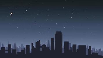 City under the starry sky. vector