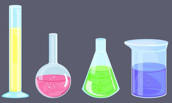 Set of different flasks. vector
