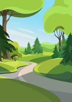 Road out of the forest. Summer landscape in vertical orientation. vector