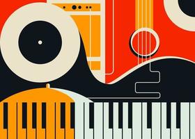 plantilla de banner con instrumentos musicales abstractos. vector