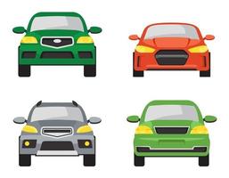 Set of different cars front view. vector