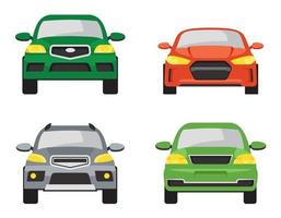 Set of different cars front view. vector