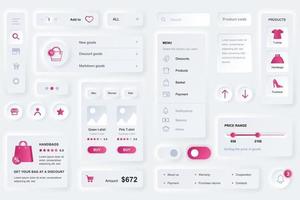 User interface elements for shopping app neumorphic design UI elements template vector
