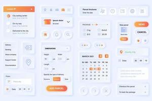 User interface elements for delivery app neumorphic design UI elements template vector