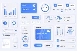 User interface elements for finance mobile app neumorphic design UI elements template vector