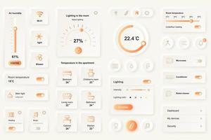 User interface elements for smart home mobile app neumorphic design UI elements template vector