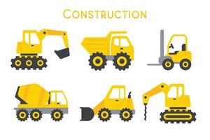 Vector de maquinaria de construcción de edificios de automóviles juguetes para niños aislados sobre fondo.