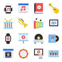 Pack of Musical Instrument Flat Icons vector