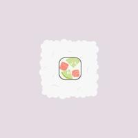 Cucumber and salmon rice roll on pink background vector