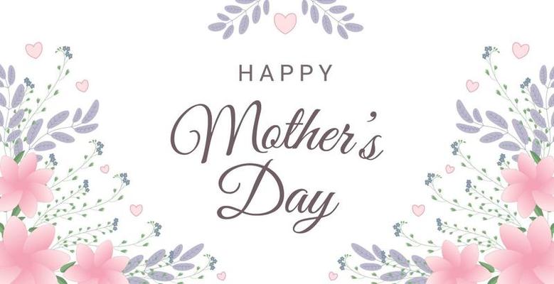 Happy mother's day greeting card with flowers and hearts. Perfect for greeting cards, websites, banners or tags. Vector illustration.