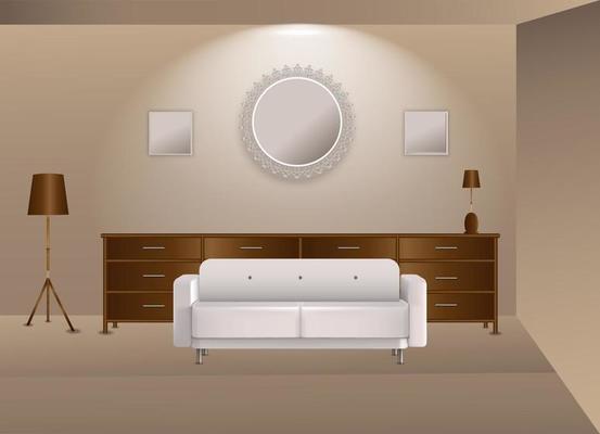 ilustration graphic vector of realistic interior design in brown color