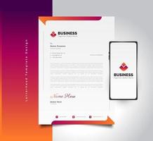 Modern Business Letterhead Template Design in Colorful Futuristic Concept With Smartphone on Side vector