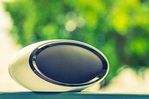 Loudspeaker with outdoor view - vintage filter photo