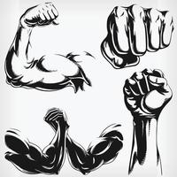 silueta mma fighter bodybuilder brazo plantilla logo dibujo vectorial vector