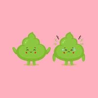 Cute Wasabi Character with Smiling and Sad vector