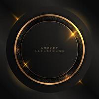 Abstract gold and black circle background. Golden rings with luxury glow effect. vector