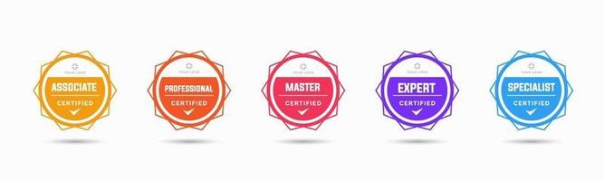 Set of company training badge certificates to determine based on criteria. Vector illustration certified logo geometric design.