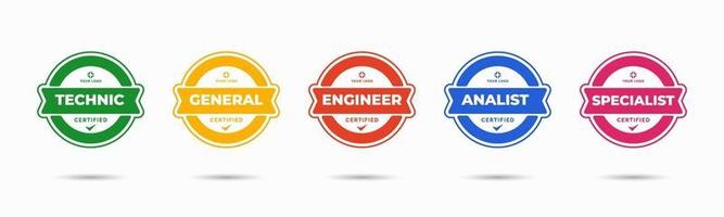 Set of company training badge certificates to determine based on criteria. Vector illustration certified logo design.