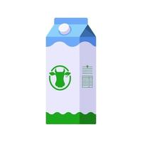 icono de estilo plano de leche en paquete de cartón grande aislado sobre fondo blanco vector