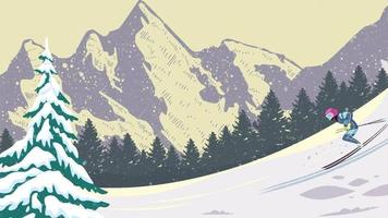 montanha com neve e esportes de inverno com tempo frio video