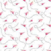 Vector cartoon seamless pattern with origami paper planes on white background for web, print, cloth texture or wallpaper