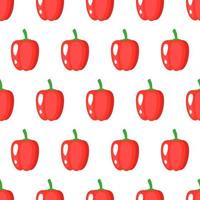 Vector seamless pattern with whole ripe red bell pepper isolated on white background