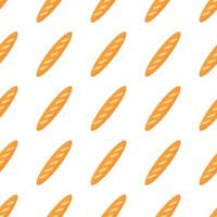 Vector seamless pattern with soft fresh bread or baguette isolated on white background